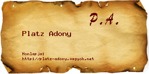 Platz Adony névjegykártya